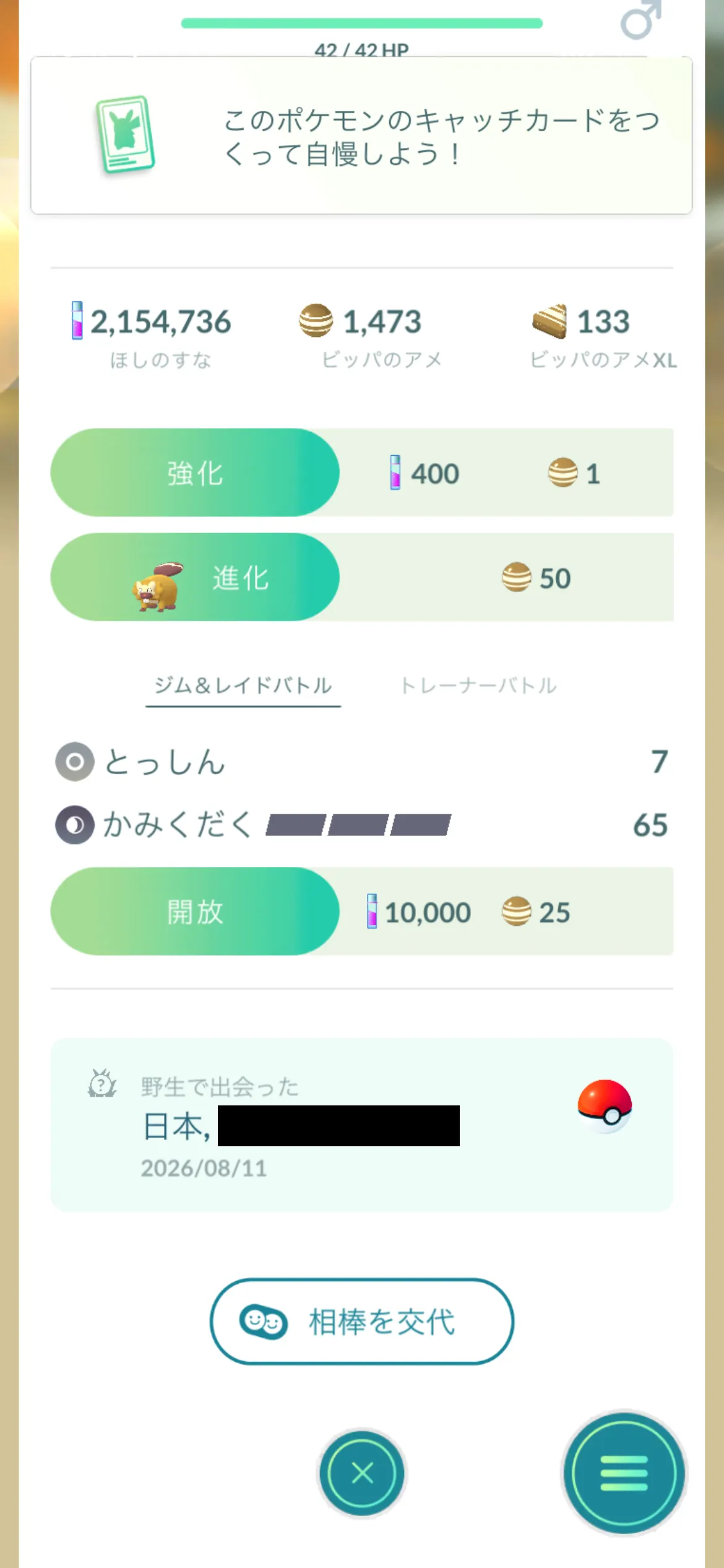 色違いビッパのステータス(GO)2