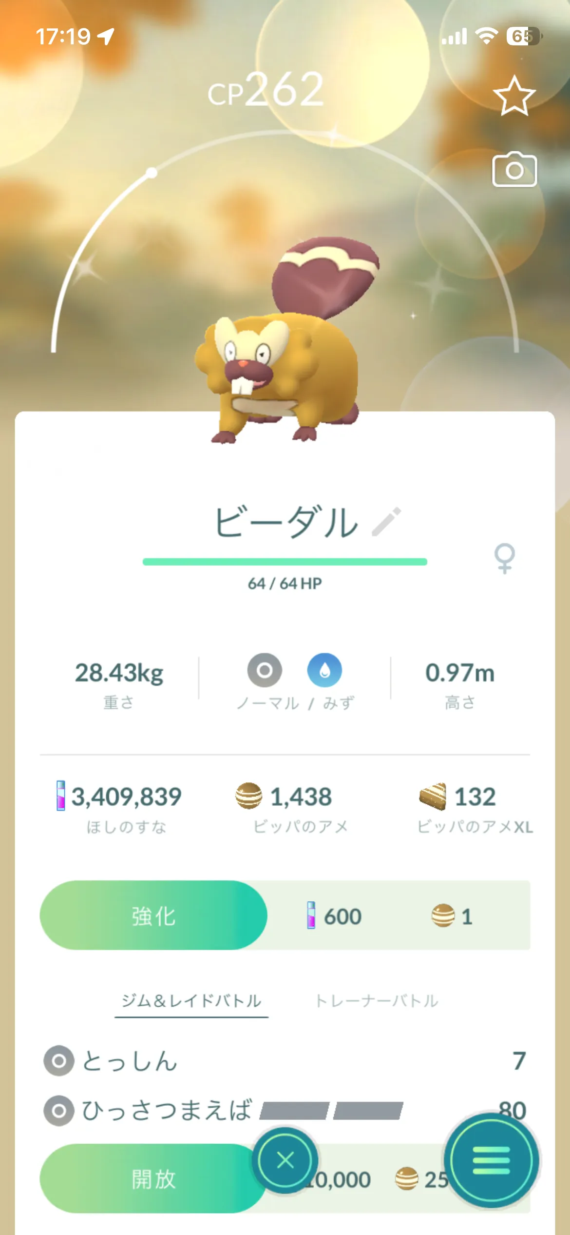 色違いビーダルのステータス(GO)1
